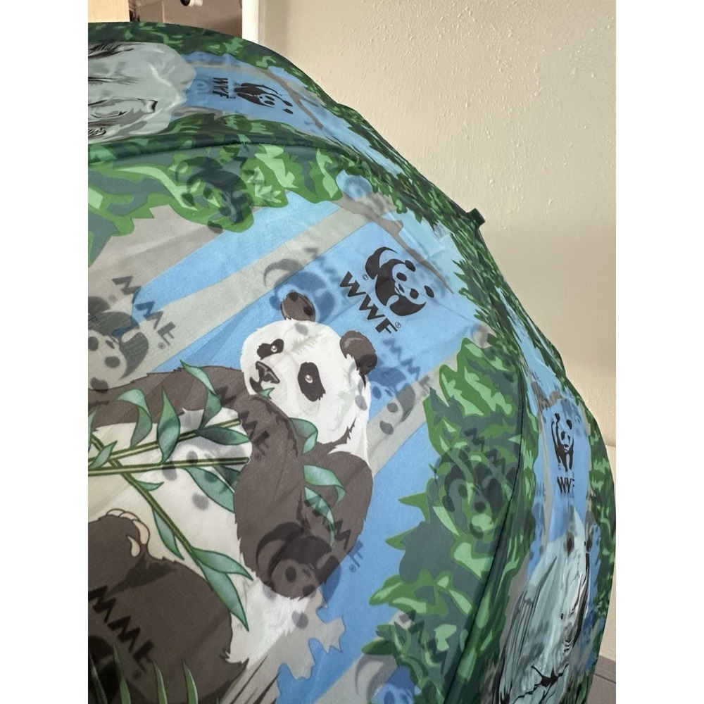 World Wildlife Foundation WWF UMBRELLA Panda Tiger Elephant RhinoCollapsible 16"
